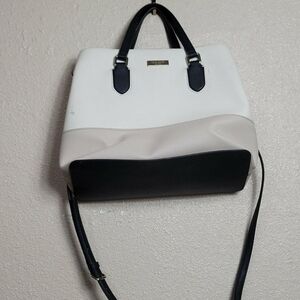 Kate Spade Evangelie Laurel Way Sachel Handbag Purse Beige Ecru Black Crossbody